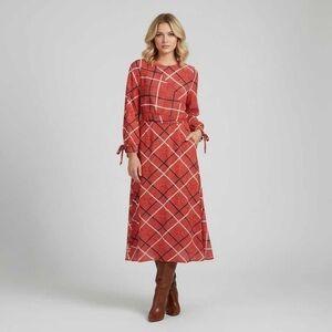 ASOS Red White Blue Long Sleeve Faux Wrap Front Maxi Dress Textured Check Size 0